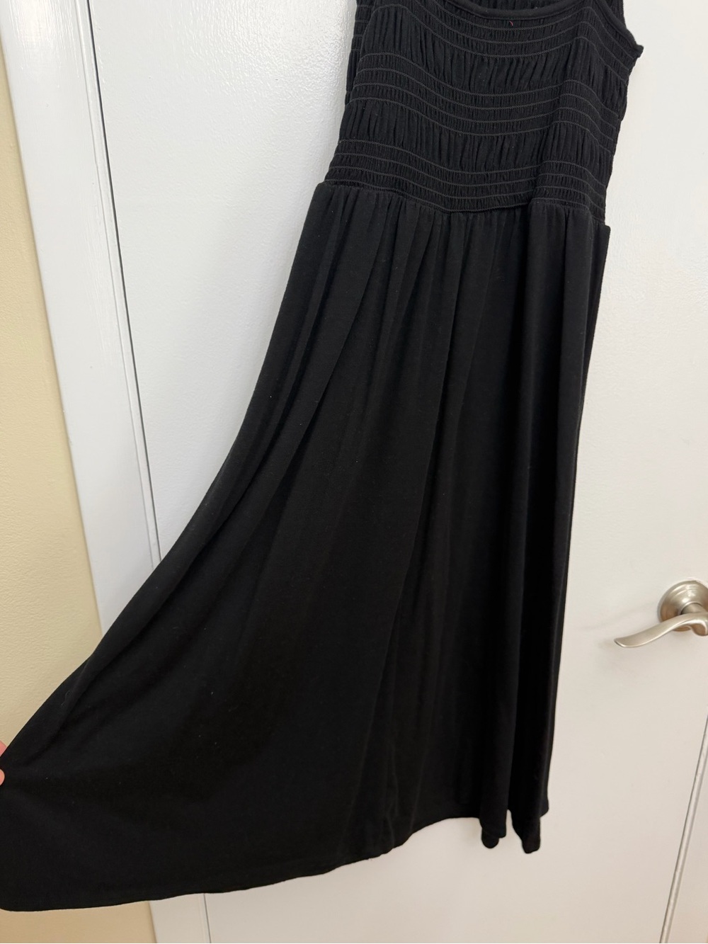 Black Strappy Shirred Top Midi Dress - Picture 4 of 5